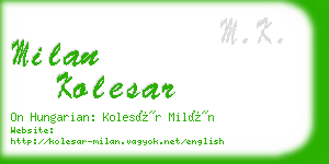 milan kolesar business card